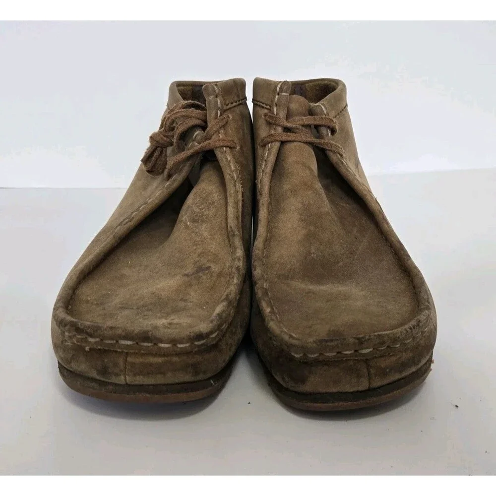 Clarks Boots Mens 11 Wallabee Chukka Desert Shoes Brown Leather Lace Up Mid Top